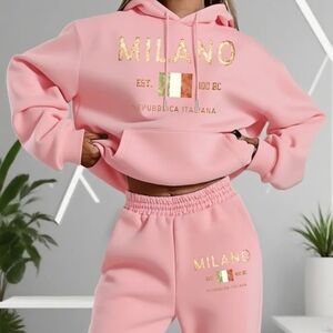 Milano Women's Pink Hooded Sweatshirt & Jogger Set